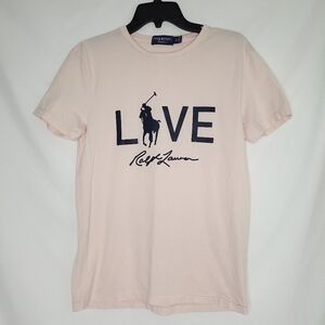 POLO RALPH LAUREN Pink Pony Graphic Cotton Short Sleeve Women's Tee SMALL